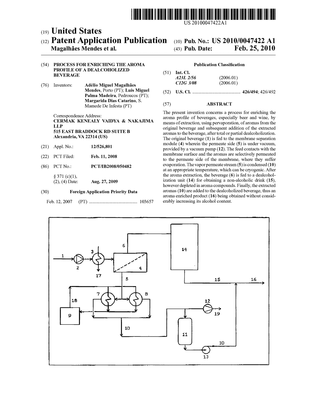 PROCESS FOR ENRICHING THE AROMA PROFILE OF A DEALCOHOLIZED BEVERAGE - diagram, schematic, and image 01