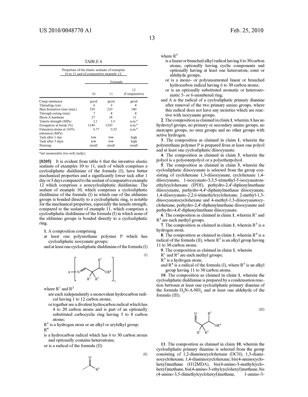 CYCLOALIPHATIC POLYURETHANE COMPOSITION CONTAINING CYCLOALIPHATIC DIALDIMINES - diagram, schematic, and image 14