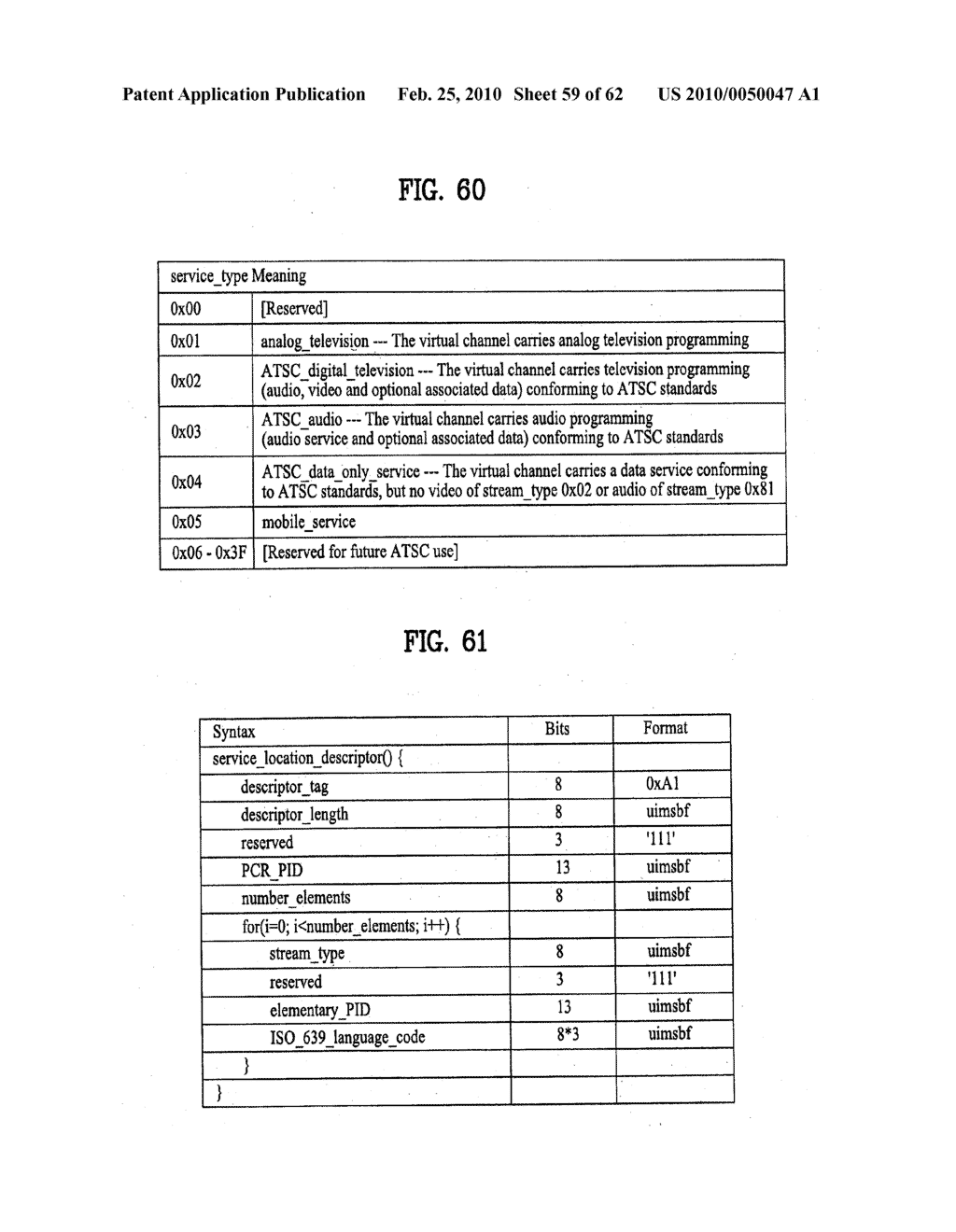 DIGITAL BROADCASTING SYSTEM AND METHOD OF PROCESSING DATA IN THE DIGITAL BROADCASTING SYSTEM - diagram, schematic, and image 60