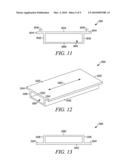 Housing for Hand-Held Device with a Pair of Extruded Elements having Complementary Sections Removed and Corresponding Method diagram and image