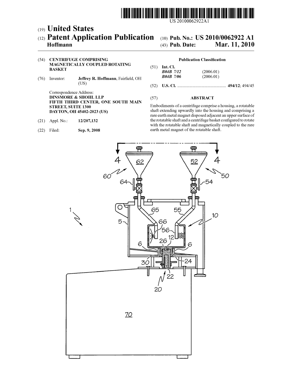 CENTRIFUGE COMPRISING MAGNETICALLY COUPLED ROTATING BASKET - diagram, schematic, and image 01