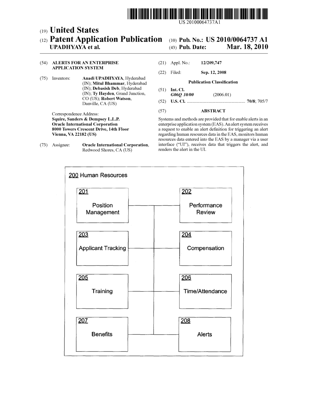 ALERTS FOR AN ENTERPRISE APPLICATION SYSTEM - diagram, schematic, and image 01