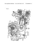 Four-cycle air-oil cooled engine, and vehicle incorporating same diagram and image