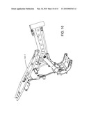 Backbone motorcycle frame having a partial cradle which supports a rear portion of a unitized engine and transmission and to which foot peg assemblies are bolted diagram and image