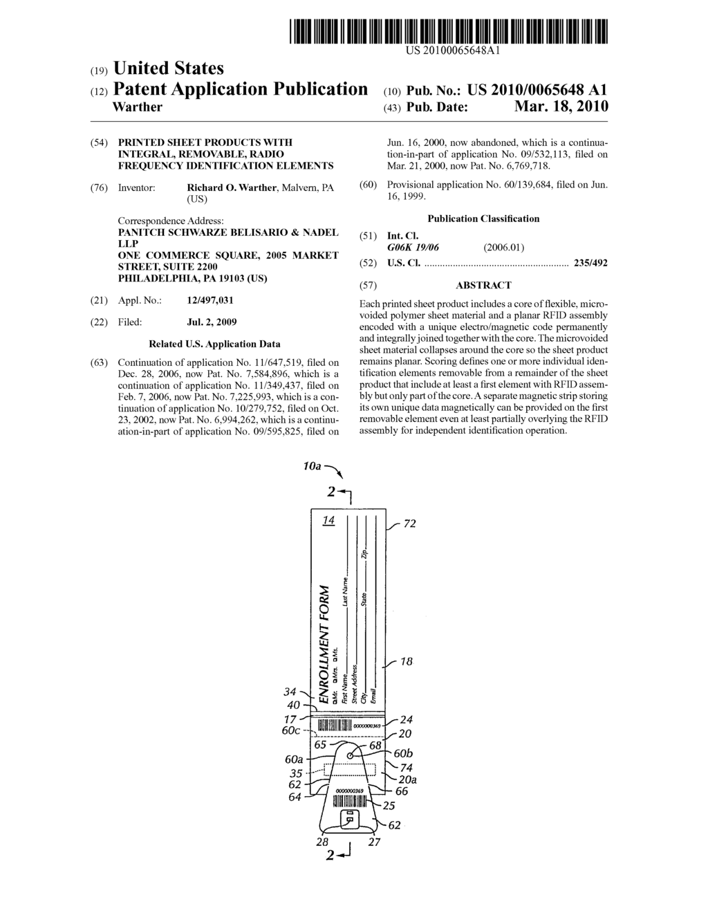 Printed Sheet Products With Integral, Removable, Radio Frequency Identification Elements - diagram, schematic, and image 01