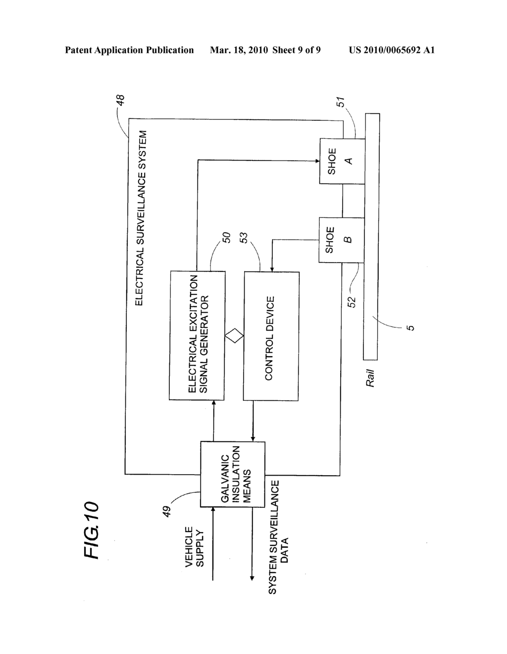 DEVICE FOR DETECTING A RISK OF DERAILMENT AND THE RELEASE OF DEBRIS OR OBJECTS ONTO A VEHICLE RAIL GUIDEWAY - diagram, schematic, and image 10