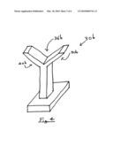 DEVICE FOR ANCHORING CONCRETE TO AN INSULATING PANEL AND FORM EMPLOYING DEVICE diagram and image