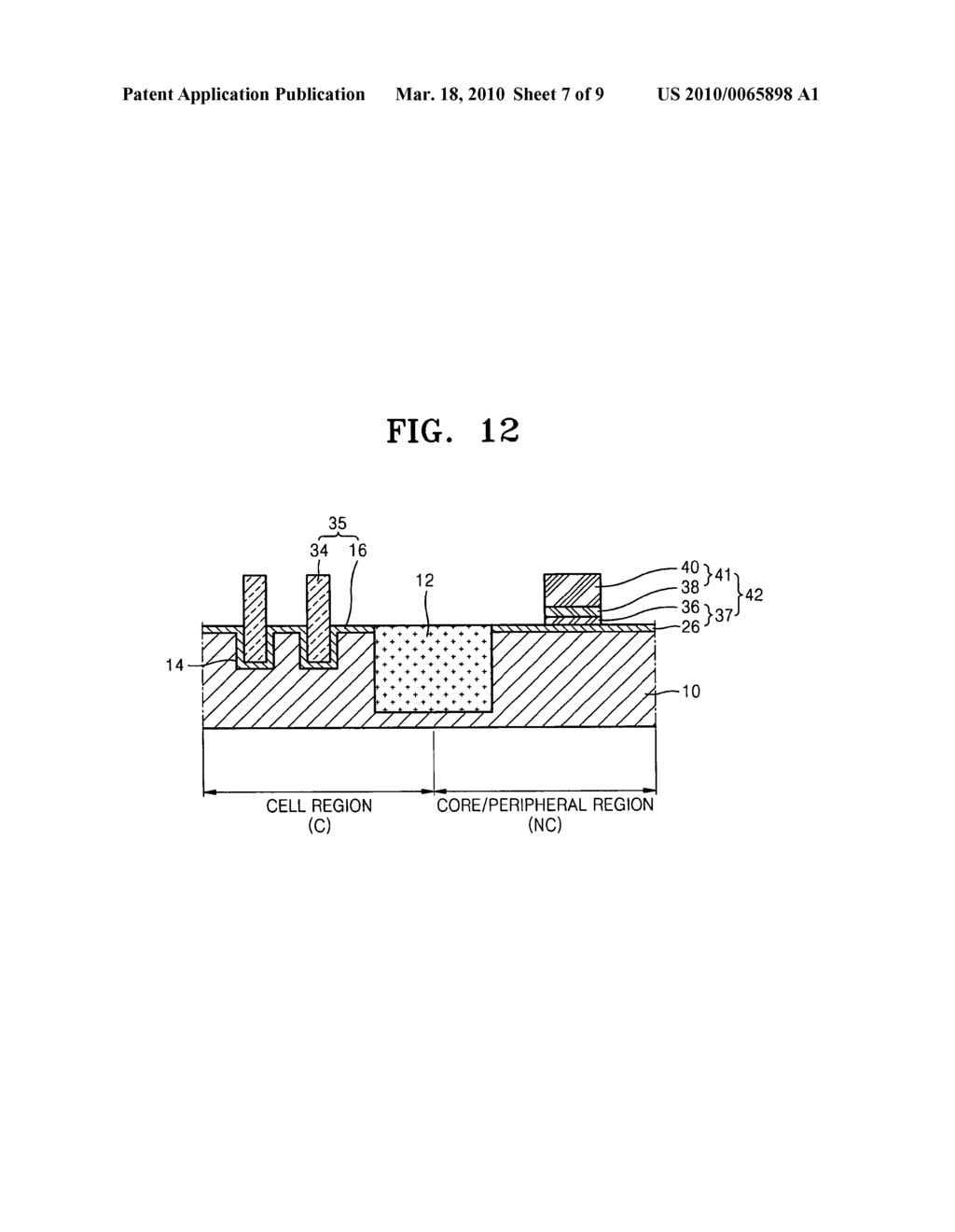 Integrated circuit semiconductor device having different gate stacks in cell region and core/peripheral region and method of manufacturing the same - diagram, schematic, and image 08