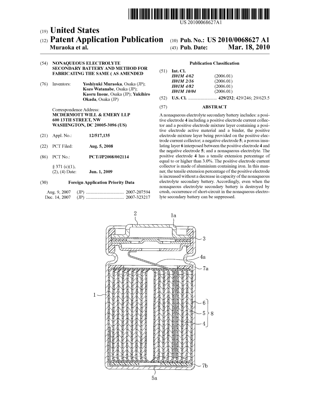 NONAQUEOUS ELECTROLYTE SECONDARY BATTERY AND METHOD FOR FABRICATING THE SAME ( as amended - diagram, schematic, and image 01