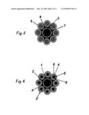 CABLE,COMBINED CABLE MAADE OF PLASTIC FIBERS AND STEEL WIRE STRANS, ANDCOMBINED ATRANDS MADE OF PLASTIC FIBERS AND STEEL WIRES diagram and image