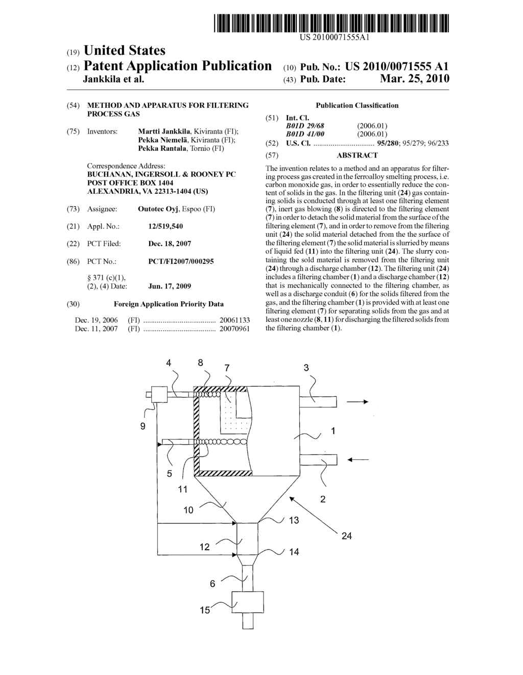 METHOD AND APPARATUS FOR FILTERING PROCESS GAS - diagram, schematic, and image 01