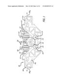 Opposed piston, compression ignition engine with single-side mounted crankshafts and crossheads diagram and image