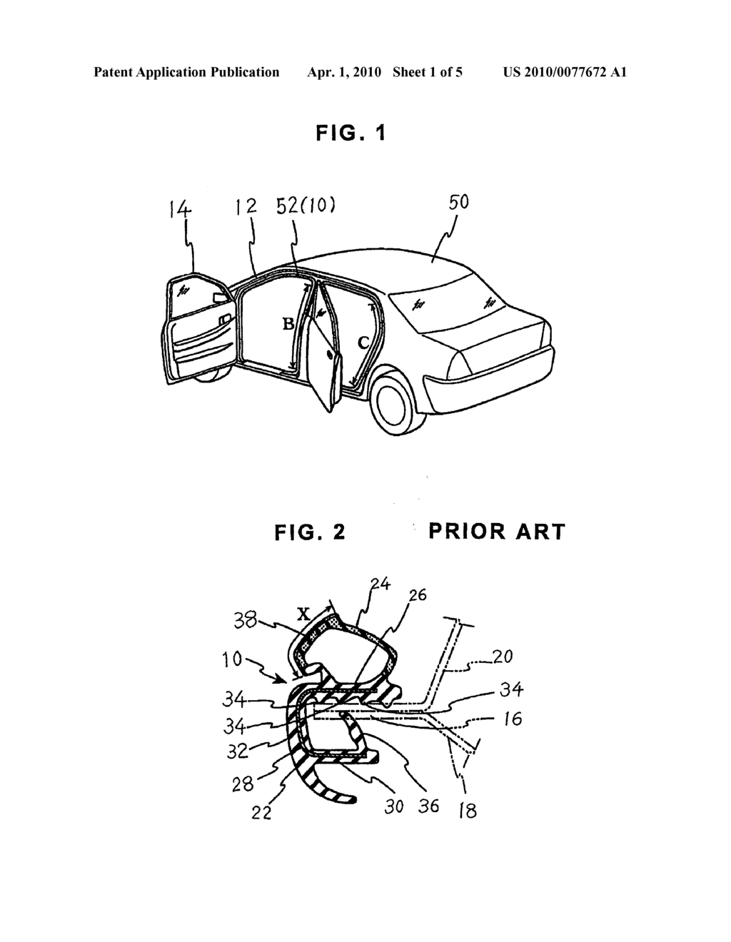 Door opening trim weather strip for motor vehicle - diagram, schematic, and image 02