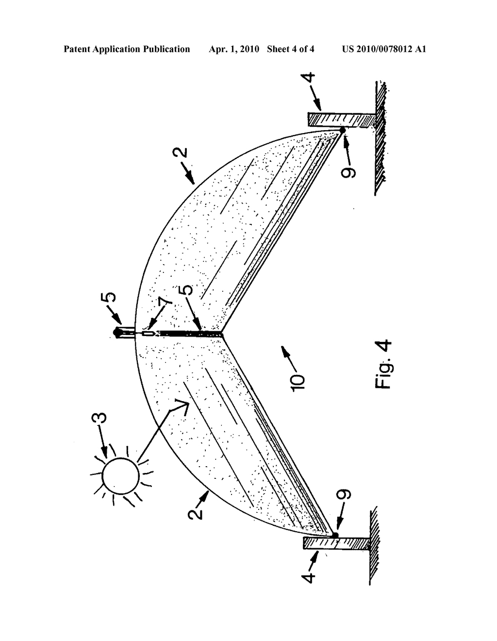 Half parabolic dish reflector with planar reflector solar smelter - diagram, schematic, and image 05