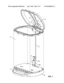 Trashcan with hydraulic lid deceleration diagram and image