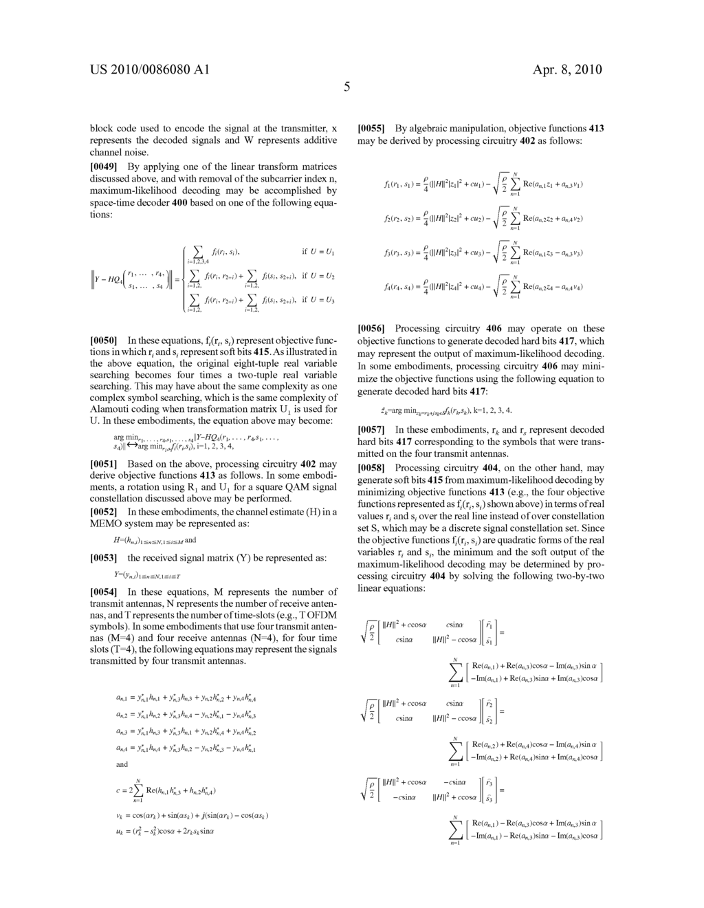 QUASI-ORTHOGONAL SPACE-TIME BLOCK ENCODER, DECODER AND METHODS FOR SPACE-TIME ENCODING AND DECODING ORTHOGONAL FREQUENCY DIVISION MULTIPLEXED SIGNALS IN A MULTIPLE-INPUT MULTIPLE-OUTPUT SYSTEM - diagram, schematic, and image 10