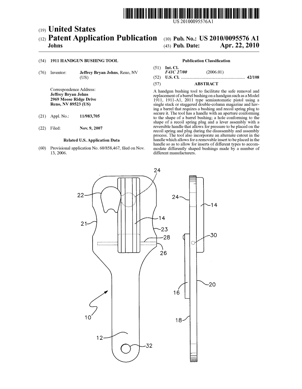 1911 HANDGUN BUSHING TOOL - diagram, schematic, and image 01