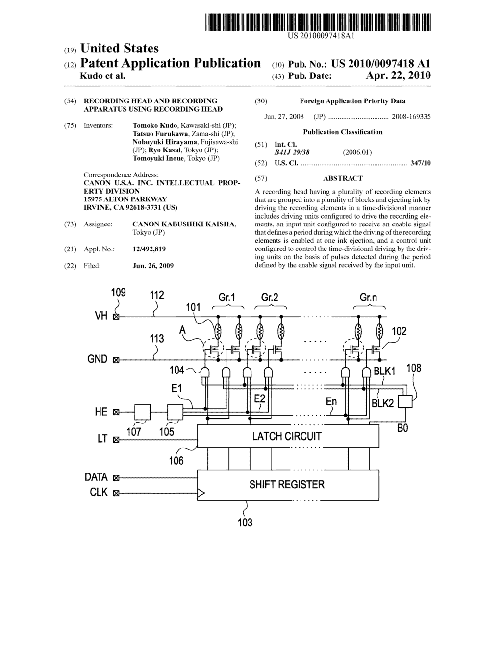 RECORDING HEAD AND RECORDING APPARATUS USING RECORDING HEAD - diagram, schematic, and image 01