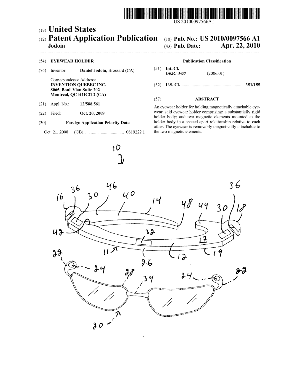 Eyewear holder - diagram, schematic, and image 01