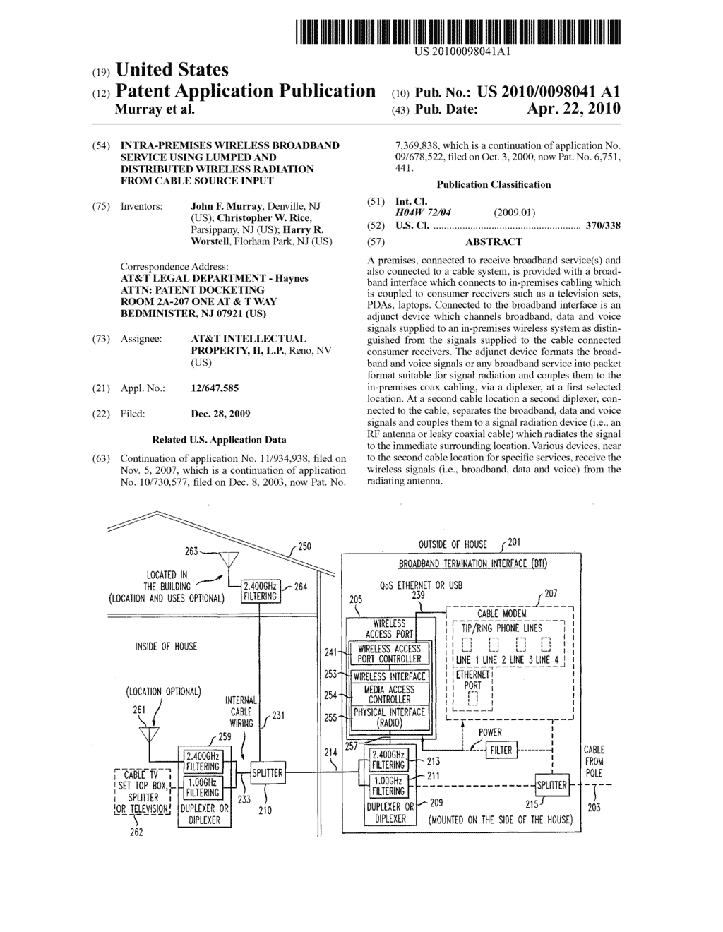 Intra-Premises Wireless Broadband Service Using Lumped and Distributed Wireless Radiation From Cable Source Input - diagram, schematic, and image 01