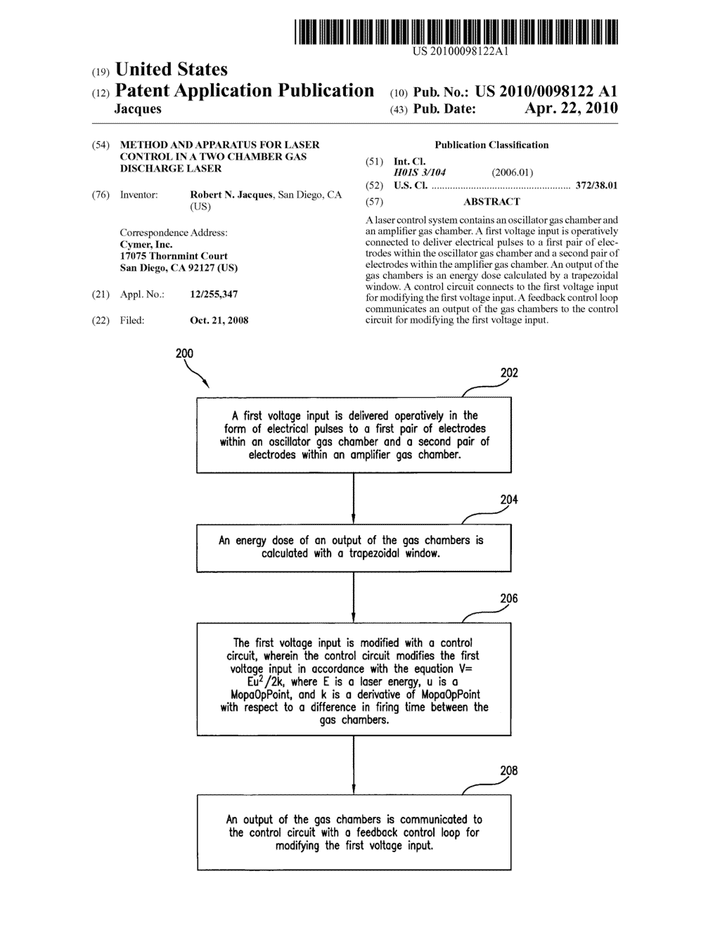 Method and Apparatus for Laser Control in a Two Chamber Gas Discharge Laser - diagram, schematic, and image 01