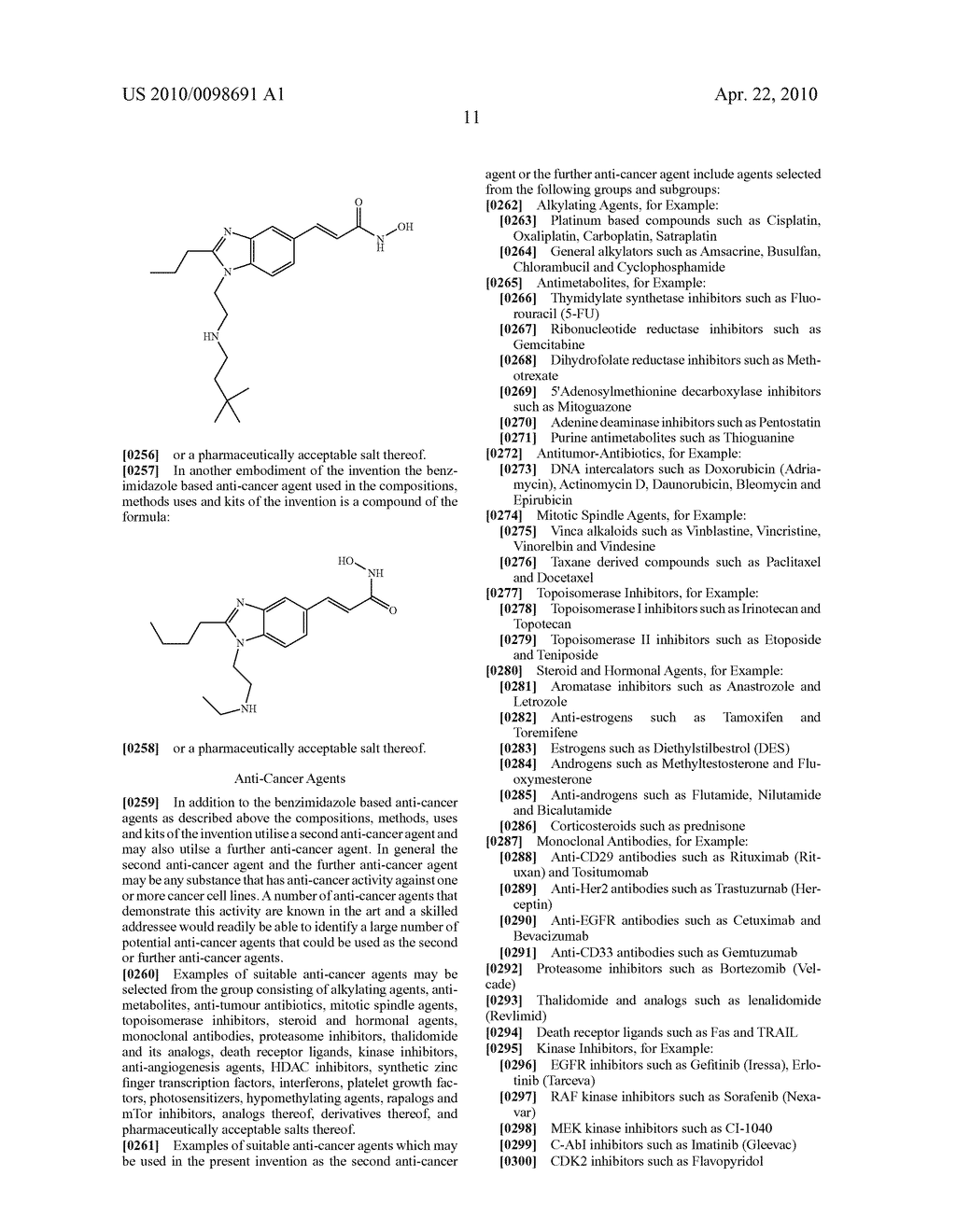 COMBINATION OF BENZIMIDAZOLE ANTI-CANCER AGENT AND A SECOND ANTI-CANCER AGENT - diagram, schematic, and image 12