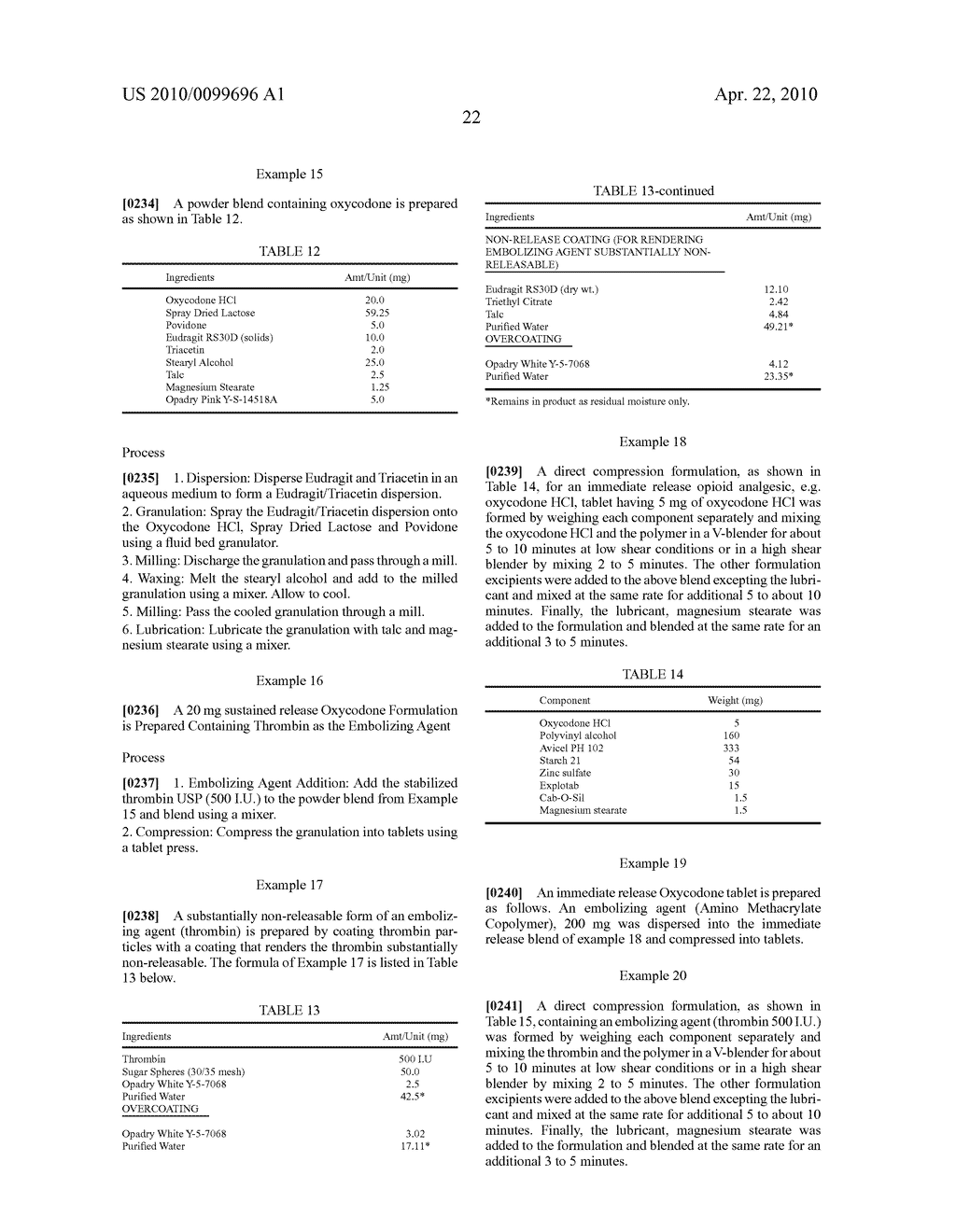 Tamper resistant oral dosage forms containing an embolizing agent - diagram, schematic, and image 46