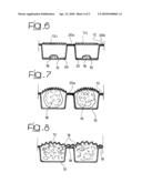 ABSORBING ELEMENT FOR SANITARY PRODUCTS, HAVING EXPANDABLE POCKETS CONTAINING SUPERABSORBENT MATERIAL AND MANUFACTURING PROCESS diagram and image