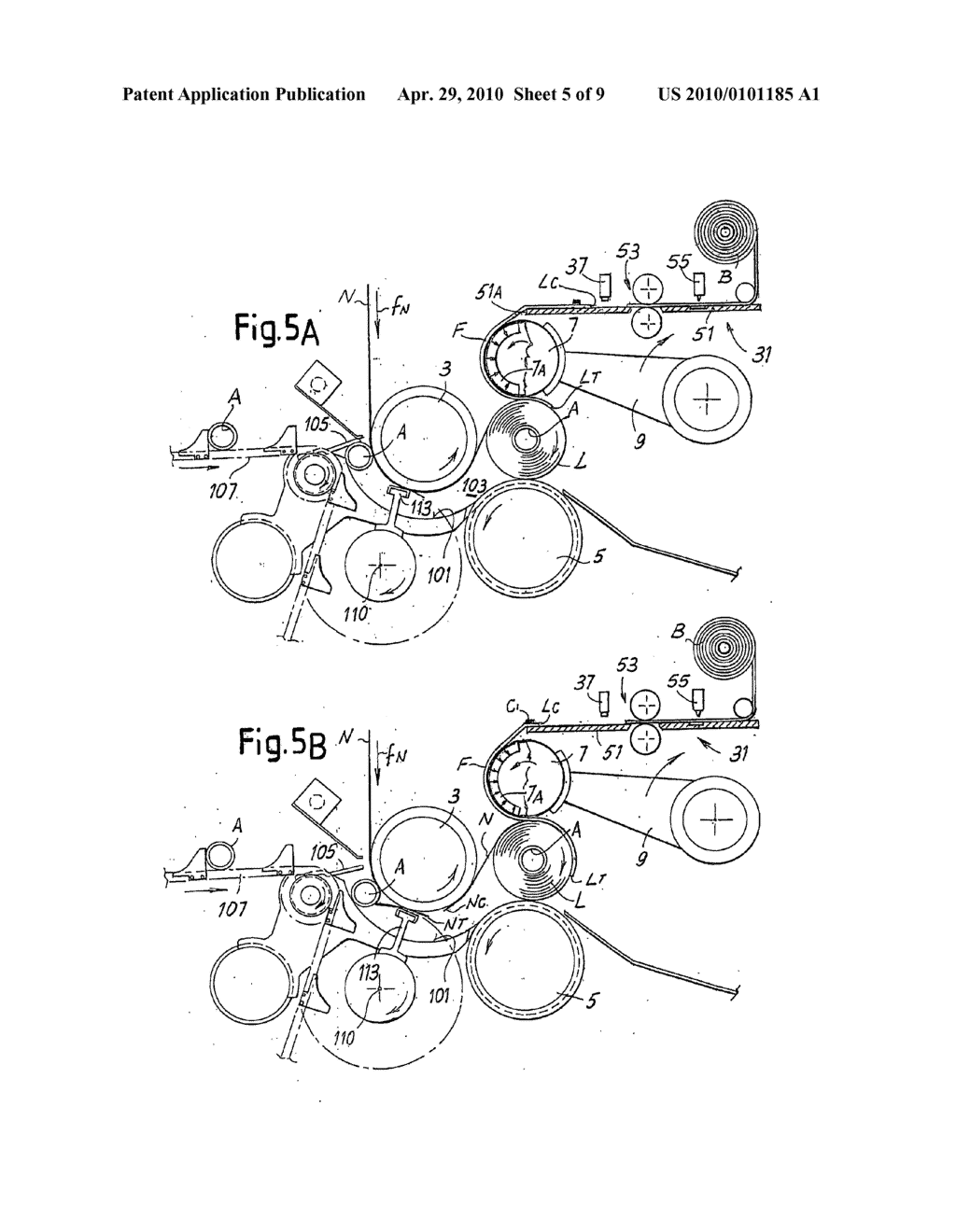 Method and device for manufacturing rolls of web material with an outer wrapping - diagram, schematic, and image 06