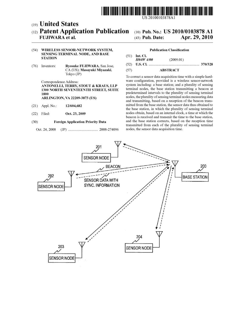 WIRELESS SENSOR-NETWORK SYSTEM, SENSING TERMINAL NODE, AND BASE STATION - diagram, schematic, and image 01