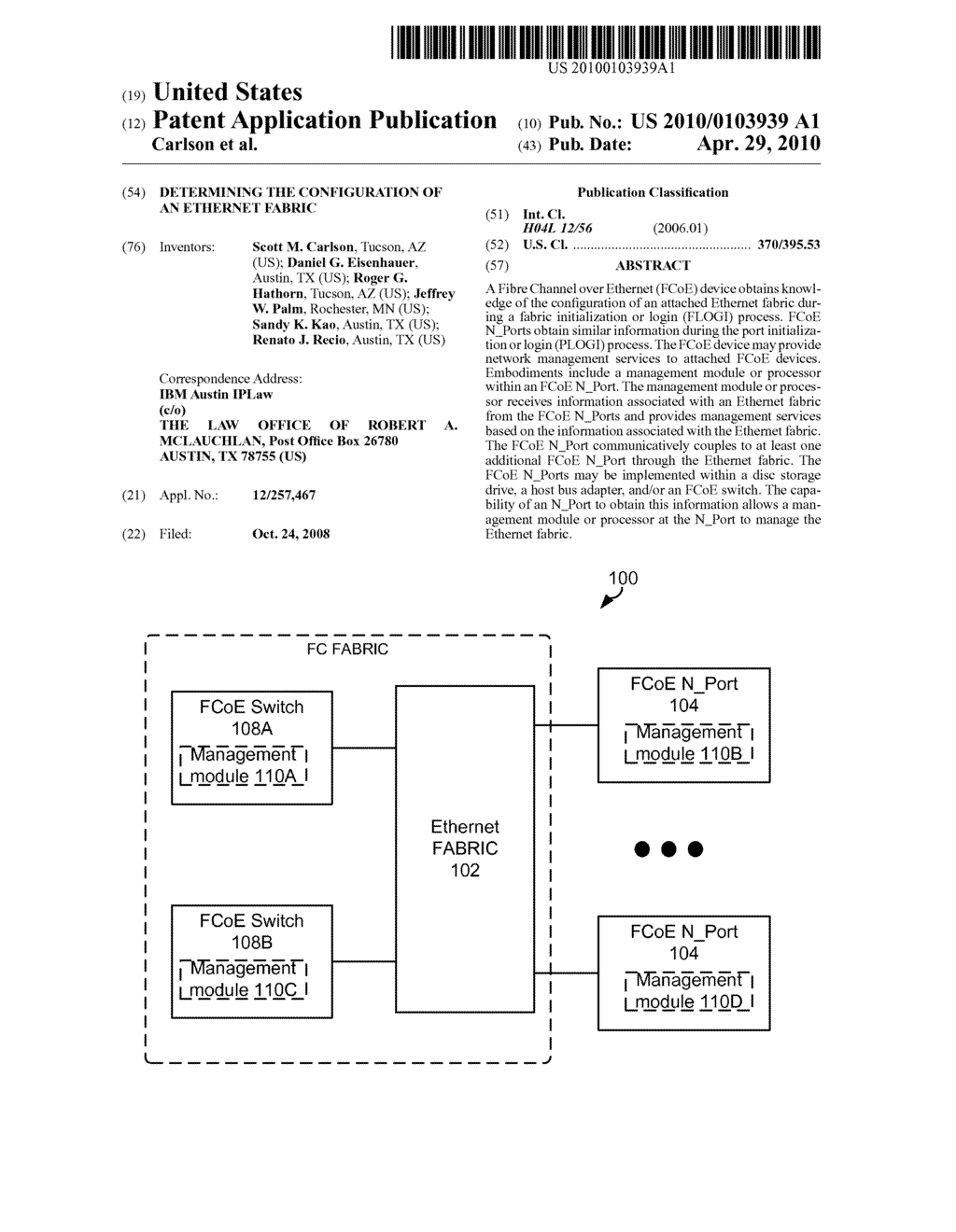 DETERMINING THE CONFIGURATION OF AN ETHERNET FABRIC - diagram, schematic, and image 01