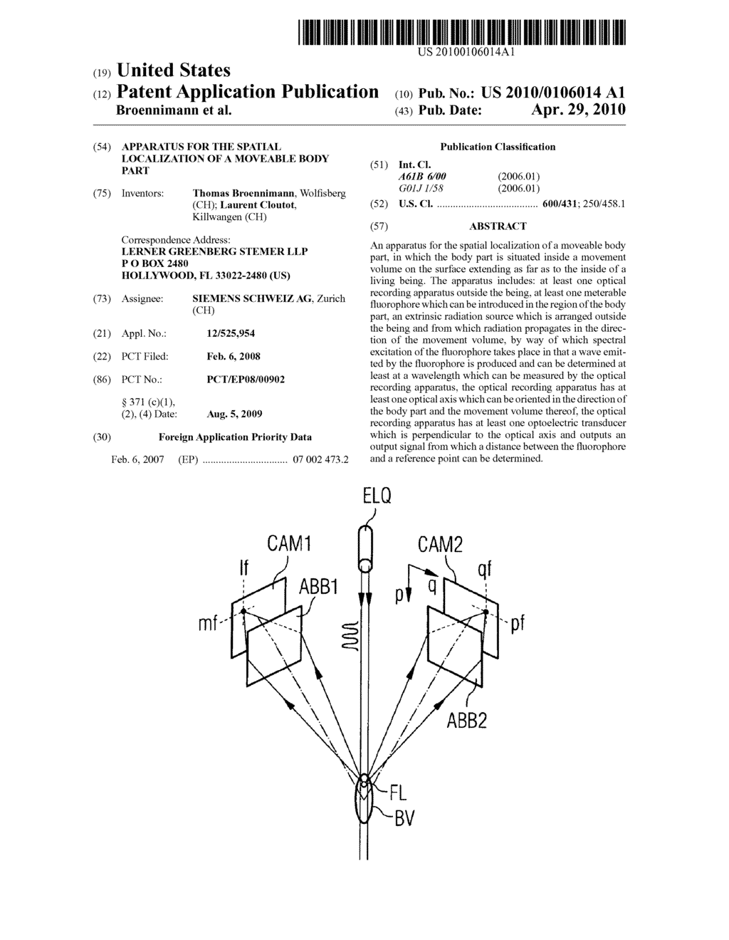 APPARATUS FOR THE SPATIAL LOCALIZATION OF A MOVEABLE BODY PART - diagram, schematic, and image 01