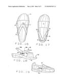 Sandal, thong or the like with reversible tongue, vamp, or strap diagram and image