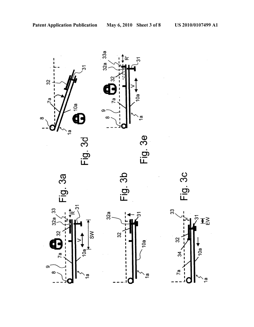 Door configuration with a pivoting door and sliding door function wich can be actuated by a single actuating element - diagram, schematic, and image 04