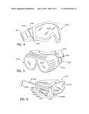 Eyeglass frame with at least one carabiner diagram and image