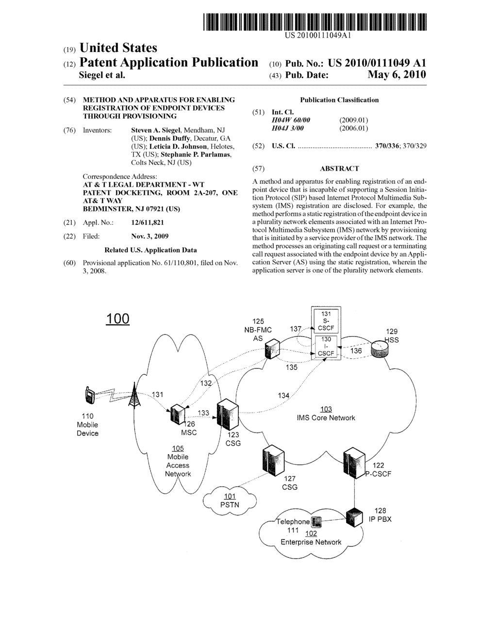 METHOD AND APPARATUS FOR ENABLING REGISTRATION OF ENDPOINT DEVICES THROUGH PROVISIONING - diagram, schematic, and image 01
