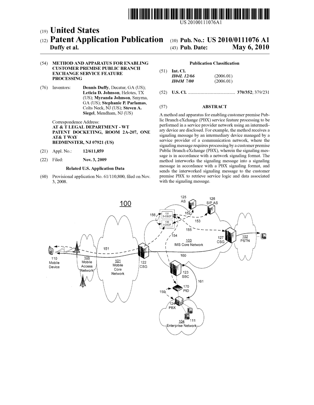 METHOD AND APPARATUS FOR ENABLING CUSTOMER PREMISE PUBLIC BRANCH EXCHANGE SERVICE FEATURE PROCESSING - diagram, schematic, and image 01