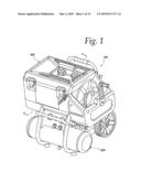 AIR COMPRESSOR ASSEMBLY INCLUDING DETACHABLE TOOL STORAGE BIN diagram and image