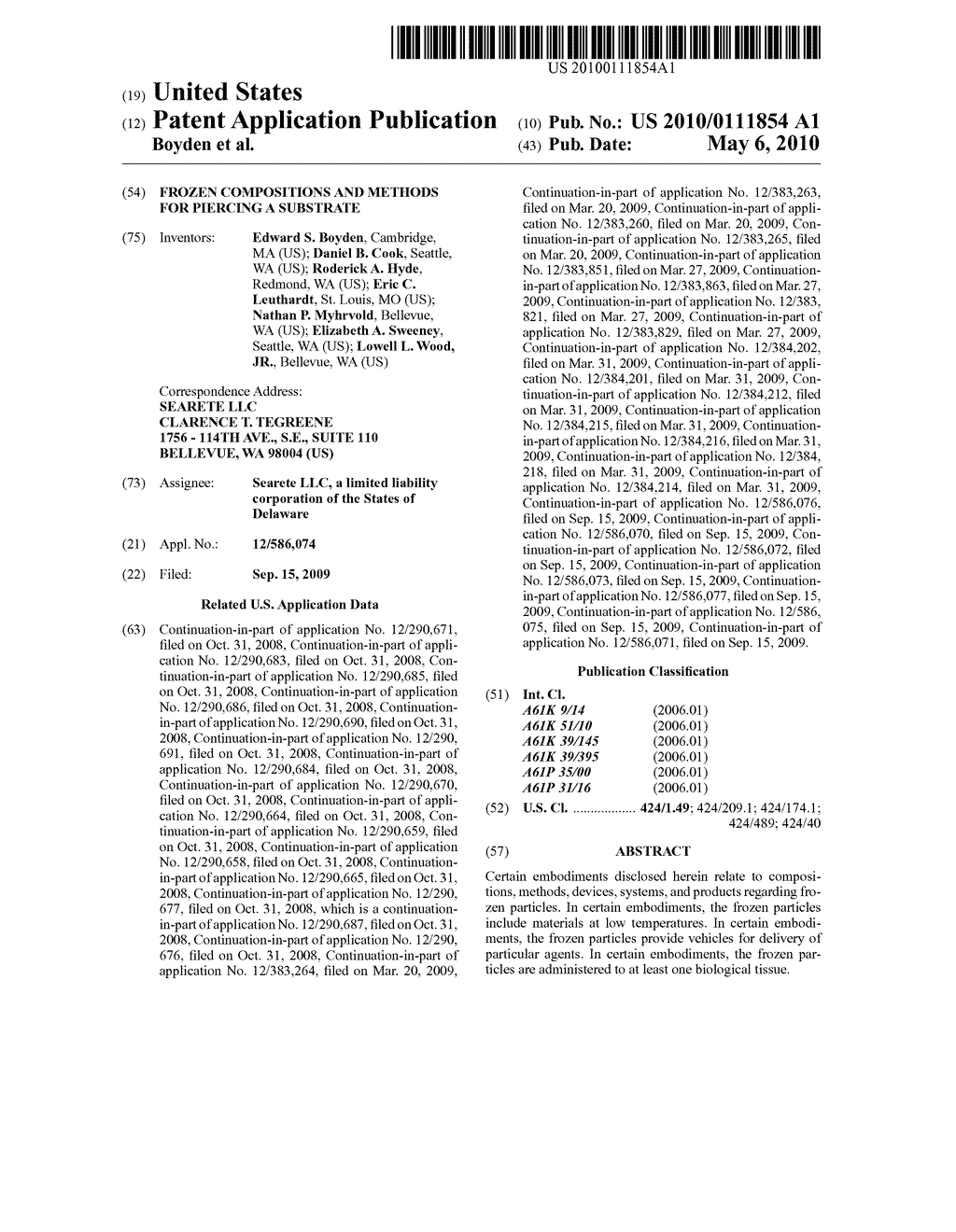 Frozen compositions and methods for piercing a substrate - diagram, schematic, and image 01