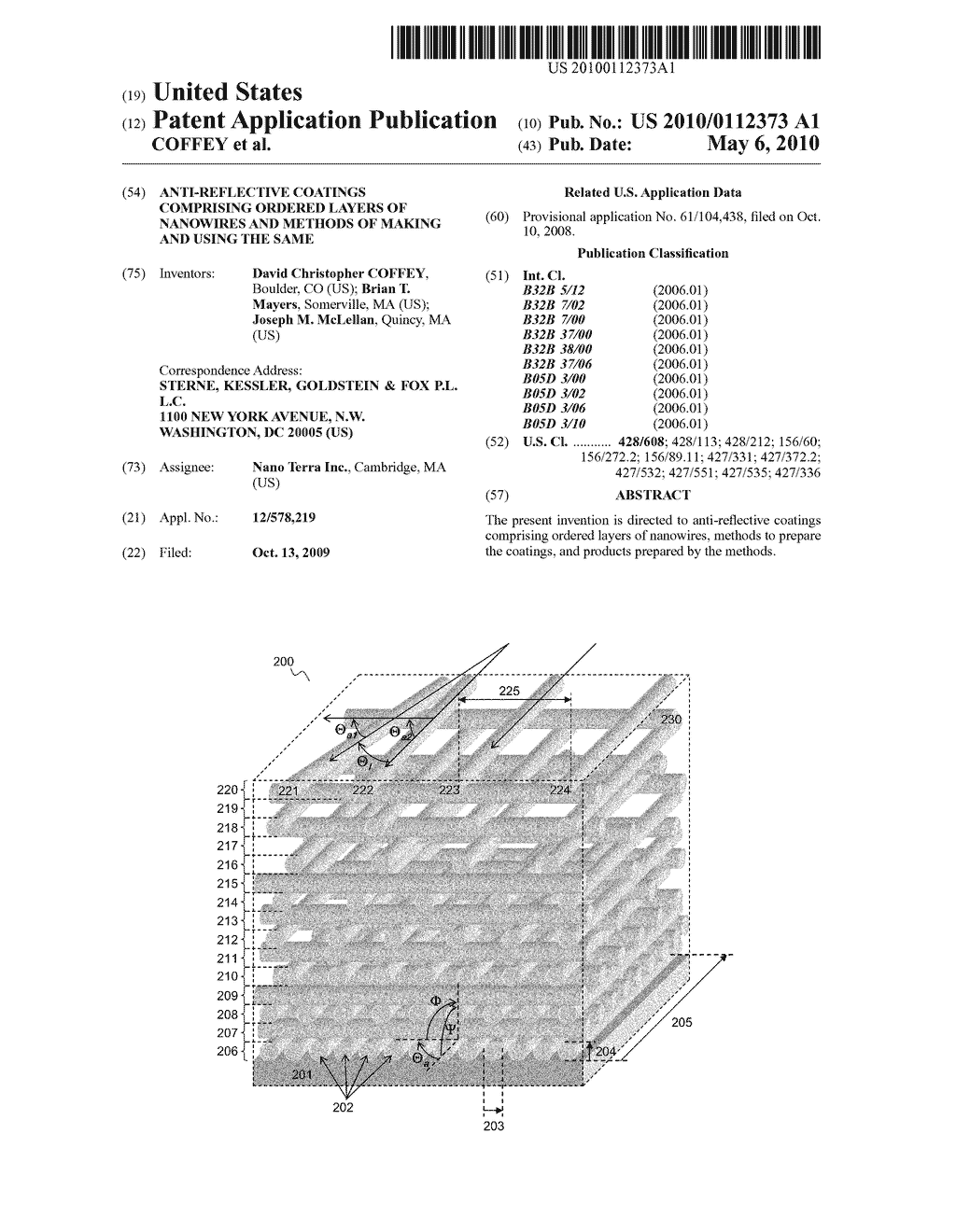 Anti-Reflective Coatings Comprising Ordered Layers of Nanowires and Methods of Making and Using the Same - diagram, schematic, and image 01