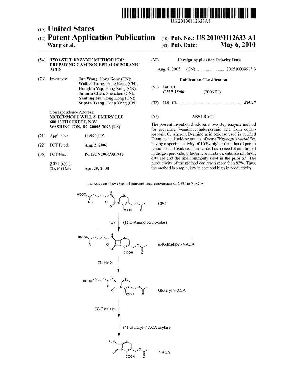 Two-Step Enzyme Method for Preparing 7-Aminocephalosporanic Acid - diagram, schematic, and image 01