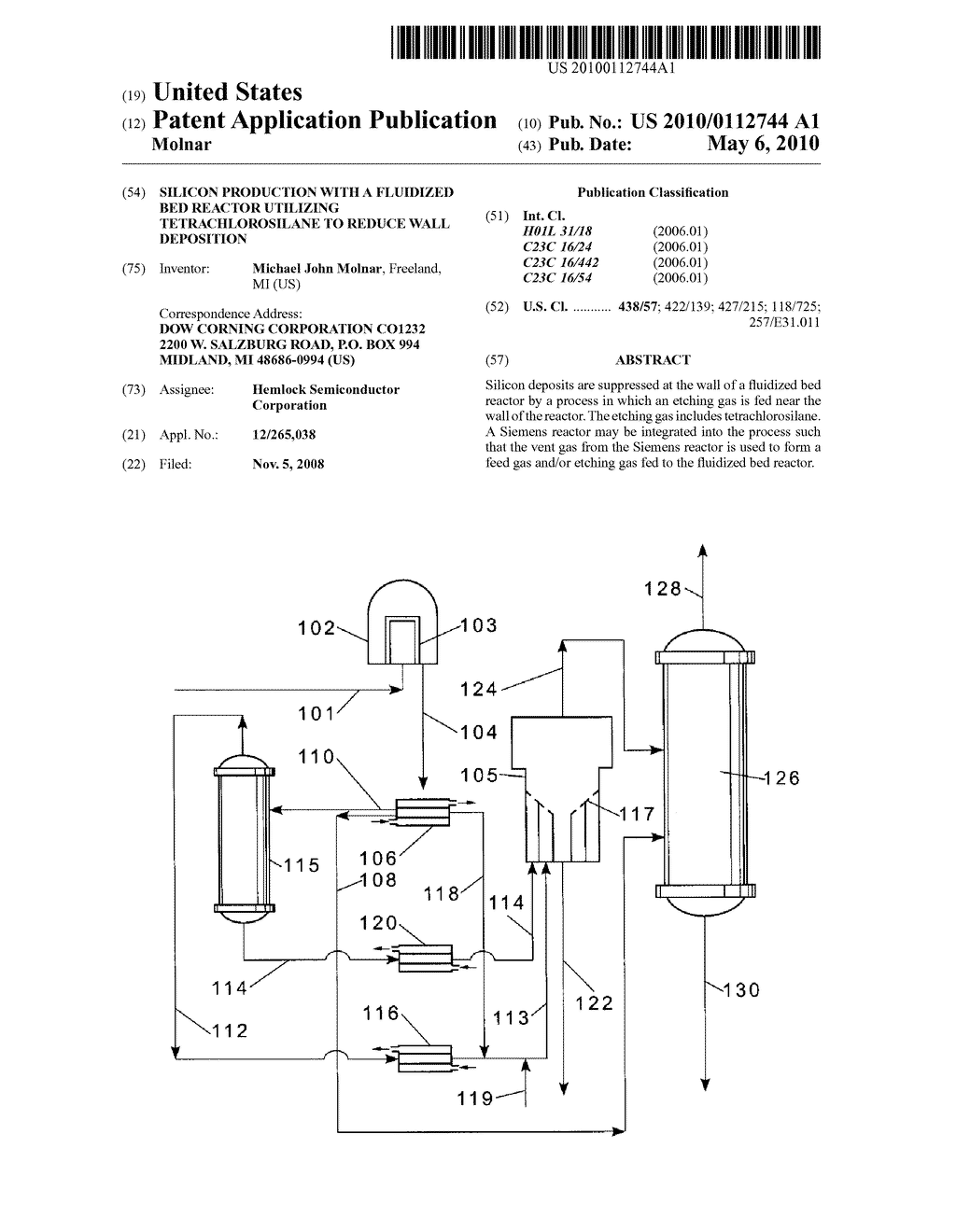 Silicon Production with a Fluidized Bed Reactor Utilizing Tetrachlorosilane to Reduce Wall Deposition - diagram, schematic, and image 01