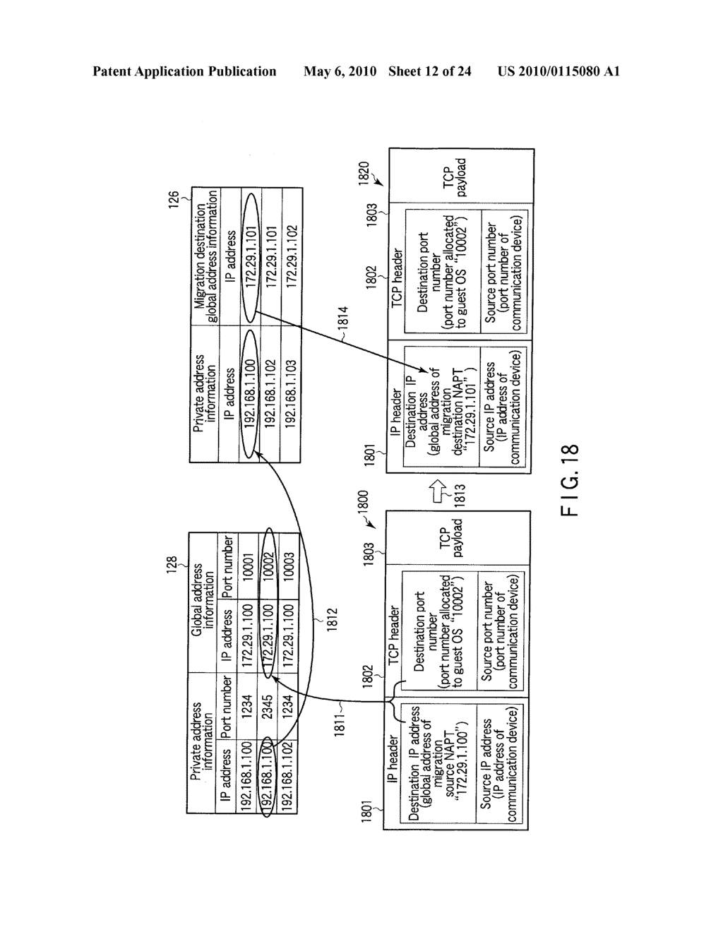 METHOD OF CONTROLLING THE COMMUNICATION BETWEEN A MACHINE USING PRIVATE ADDRESSES AND A COMMUNICATION DEVICE CONNECTED TO A GLOBAL NETWORK - diagram, schematic, and image 13