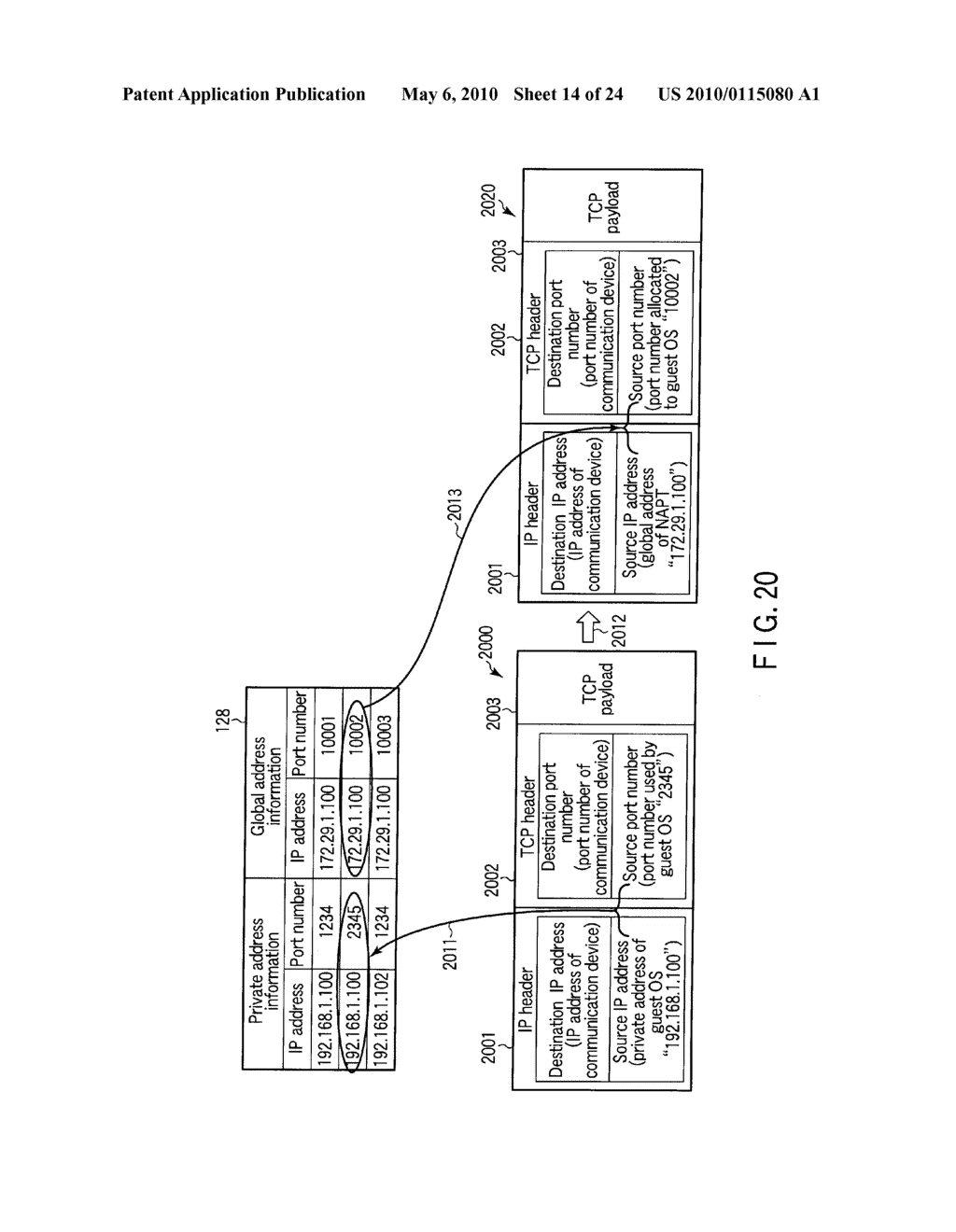 METHOD OF CONTROLLING THE COMMUNICATION BETWEEN A MACHINE USING PRIVATE ADDRESSES AND A COMMUNICATION DEVICE CONNECTED TO A GLOBAL NETWORK - diagram, schematic, and image 15