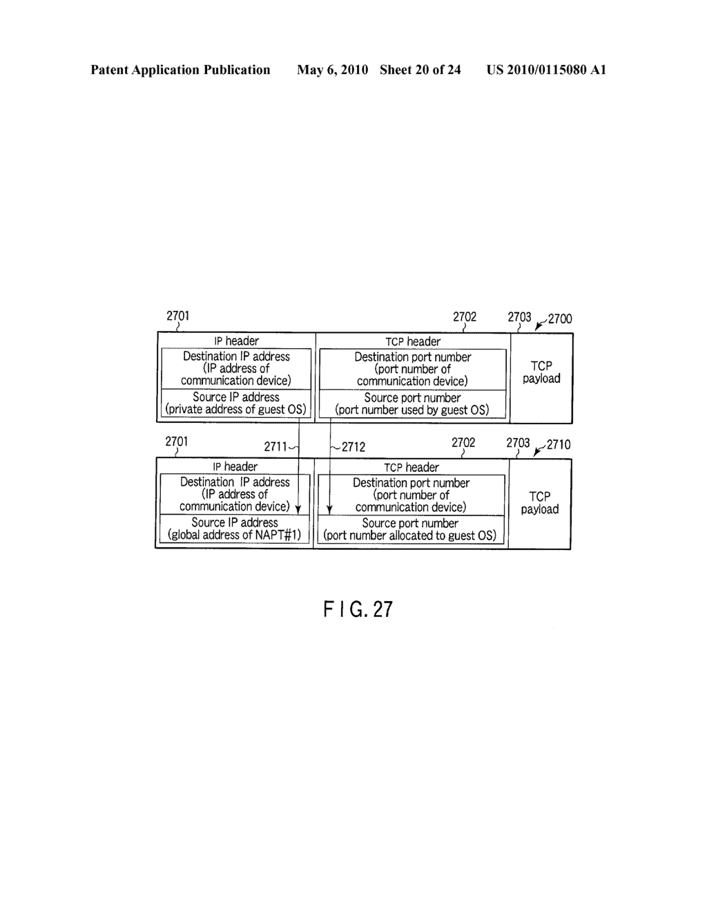 METHOD OF CONTROLLING THE COMMUNICATION BETWEEN A MACHINE USING PRIVATE ADDRESSES AND A COMMUNICATION DEVICE CONNECTED TO A GLOBAL NETWORK - diagram, schematic, and image 21
