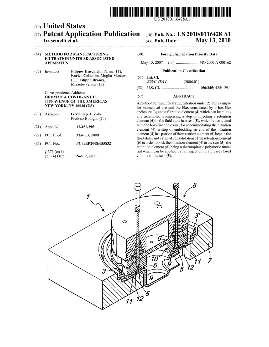 METHOD FOR MANUFACTURING FILTRATION UNITS AD ASSOCIATED APPARATUS - diagram, schematic, and image 01