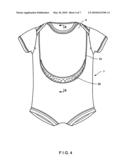 Baby garment with integrated front covering diagram and image