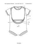 Baby garment with integrated front covering diagram and image