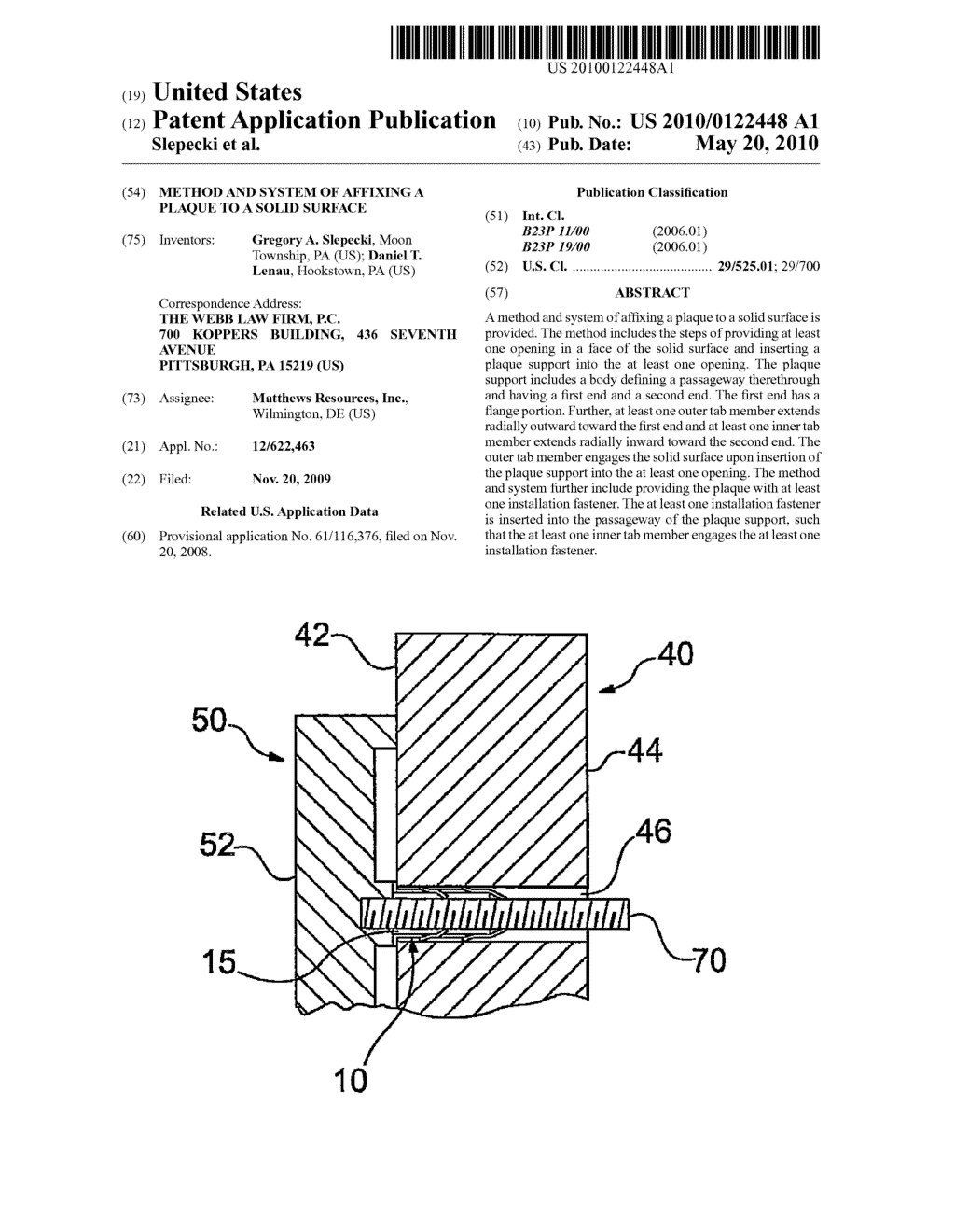 Method and System of Affixing a Plaque to a Solid Surface - diagram, schematic, and image 01