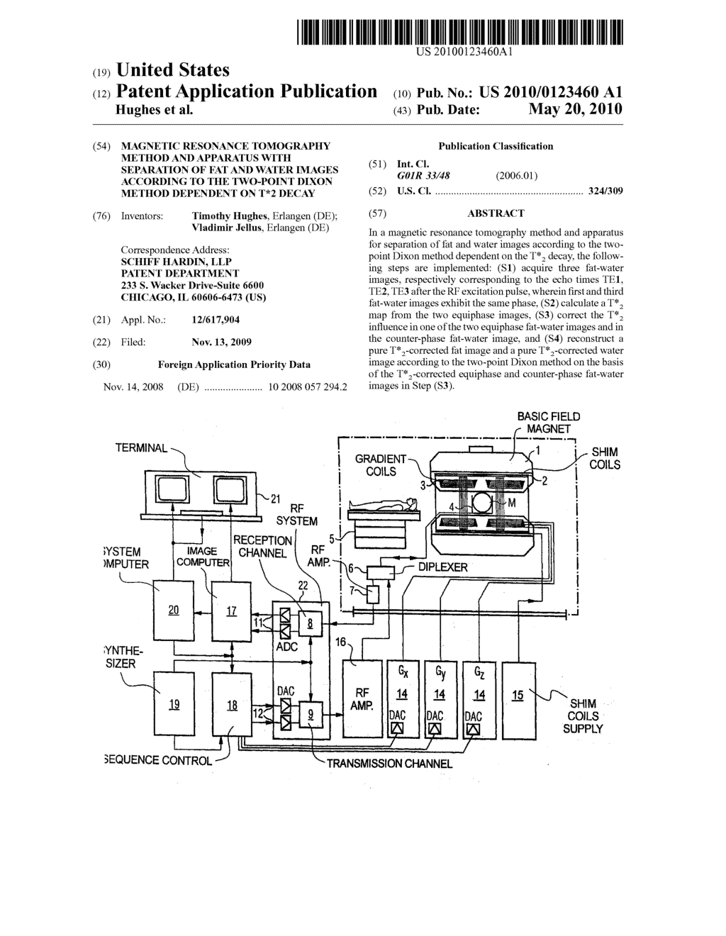 MAGNETIC RESONANCE TOMOGRAPHY METHOD AND APPARATUS WITH SEPARATION OF FAT AND WATER IMAGES ACCORDING TO THE TWO-POINT DIXON METHOD DEPENDENT ON T*2 DECAY - diagram, schematic, and image 01